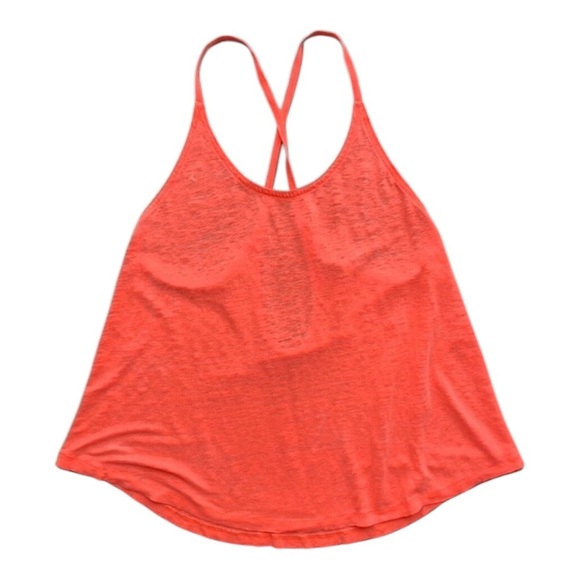 Aritzia Wilfred Free Tank Top Cropped Bright neon orange flowy Burnout Size XS - Picture 2 of 11